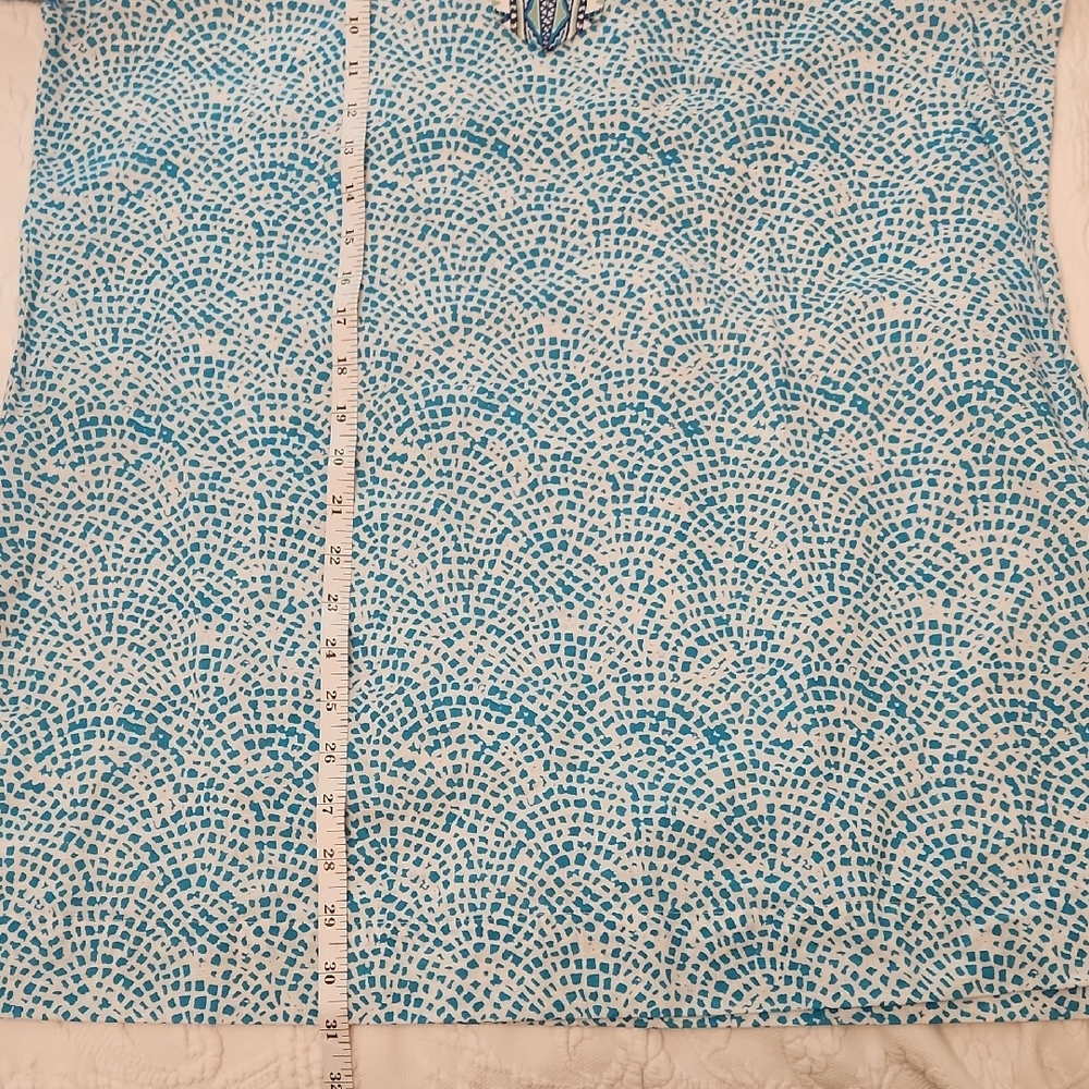 Foxcroft Turquoise and White Tunic Top - Picture 7 of 10